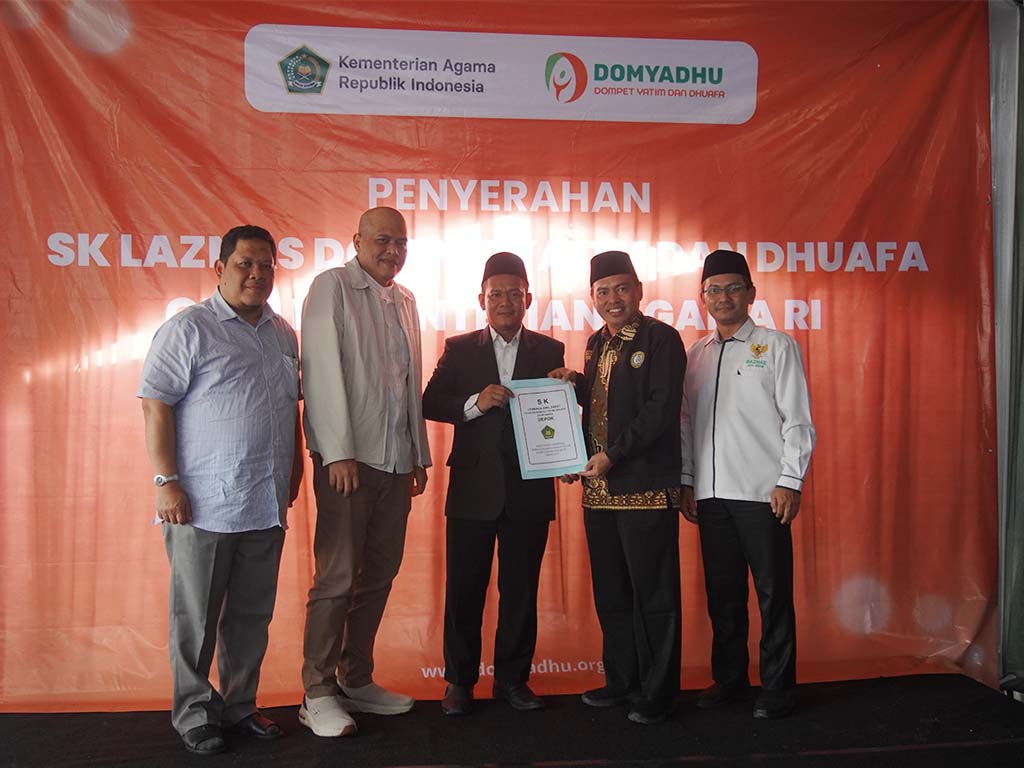Yayasan Dompet Yatim dan Dhuafa (DOMYADHU) Resmi Mendapatkan SK LAZNAS dari Kementerian Agama RI